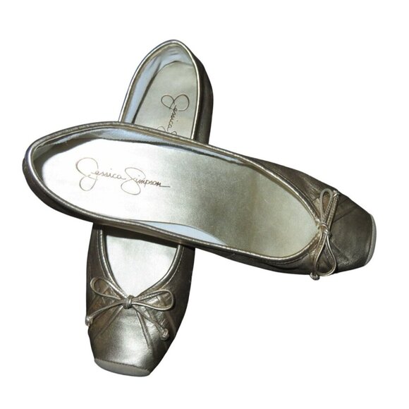 Jessica Simpson Rose Gold Western Leather Leve Square Toe Ballet Flats size 7.5 - Picture 1 of 5